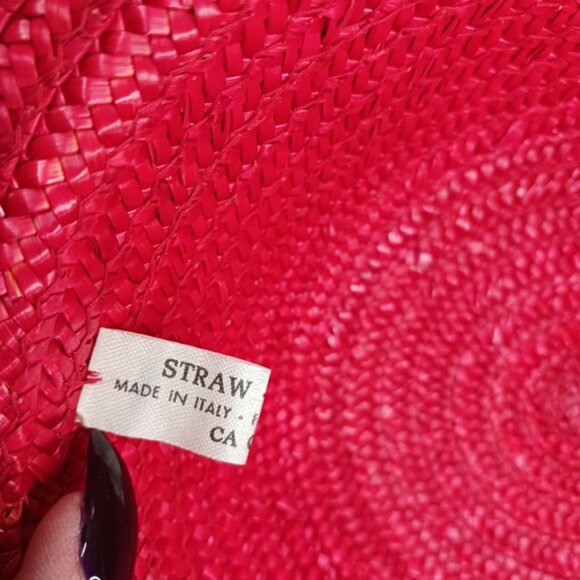 Vintage Red Straw Hat with Ribbon & Bow. - Picture 6 of 8